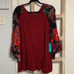 Pioneer Woman Mixed Media Top Red